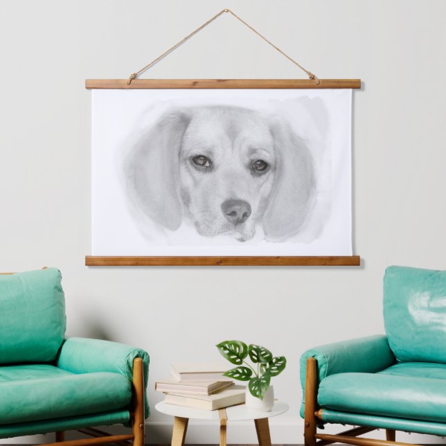 Beagle Sketch  Hanging Tapestry (Living Room)