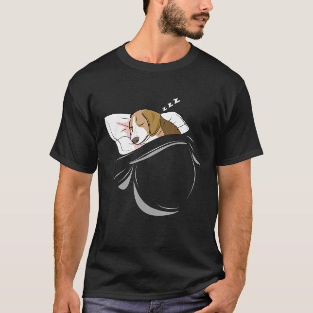 Beagle Sleeping Dog Pyjamas Nap Pjs Outfit  Beagle T-Shirt (Front)