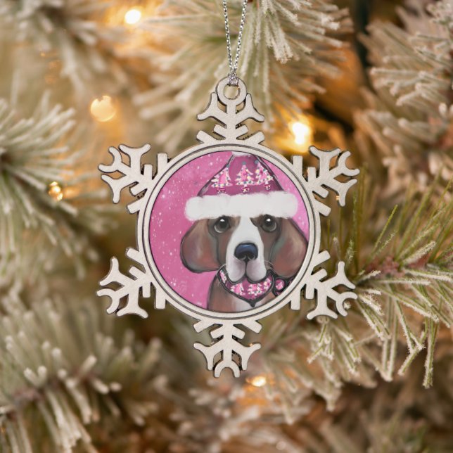 Beagle   snowflake pewter christmas ornament (Tree)