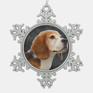 Beagle Snowflake Pewter Christmas Ornament