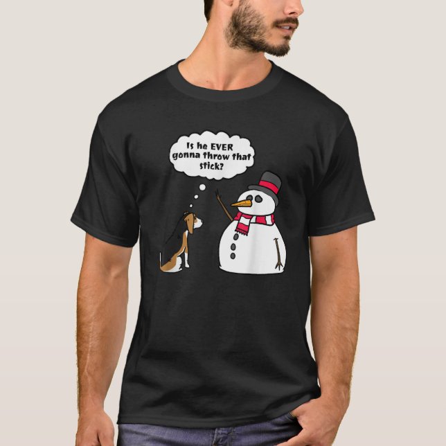 Beagle Snowman Christmas  Dog  T-Shirt (Front)