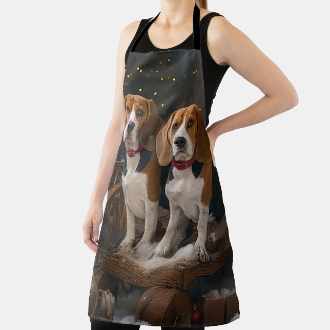 Beagle Snowy Sleigh Christmas Decor  Apron (Insitu)