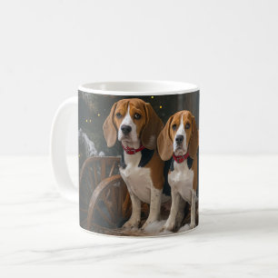 Beagle Snowy Sleigh Christmas Decor  Coffee Mug