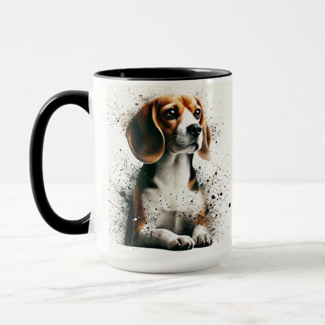 Beagle Splatter Coffee Mug Cup (Left)