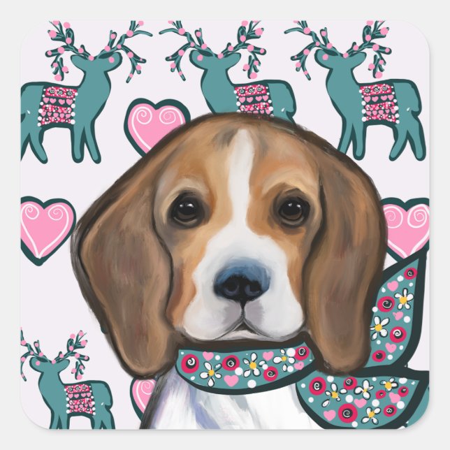 Beagle        square sticker (Front)
