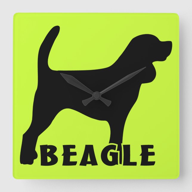 Beagle Square Wall Clock (Front)