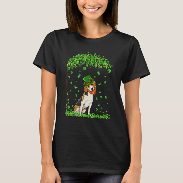 Beagle St Patricks Day Lover Irish Shamrock Dog Lo T-Shirt (Front)