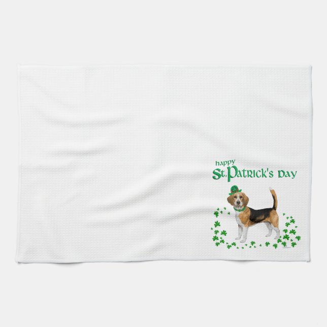 Beagle St Patricks Day Tea Towel (Horizontal)