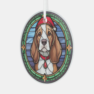 Beagle Stained Glass Christmas Glass Tree Decoration