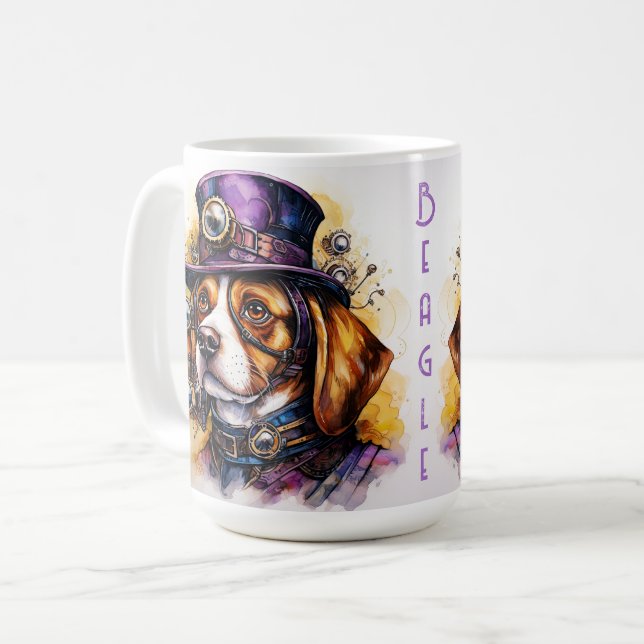 Beagle Steampunk Dog Coffee Mug (Front Left)