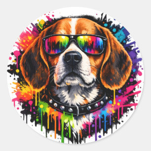 Beagle Sticker Colour Splash Dog Art