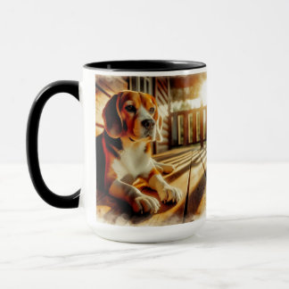 Beagle Sunning on Porch Coffee Mug Cup