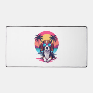 Beagle Sunset Background Shirt, Beagle Mom, Beagle Desk Mat