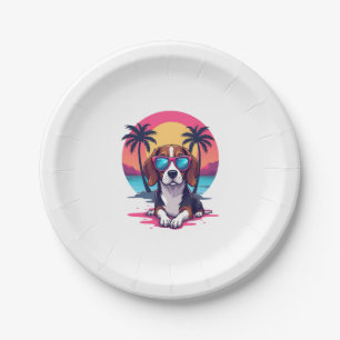 Beagle Sunset Background Shirt, Beagle Mom, Beagle Paper Plate