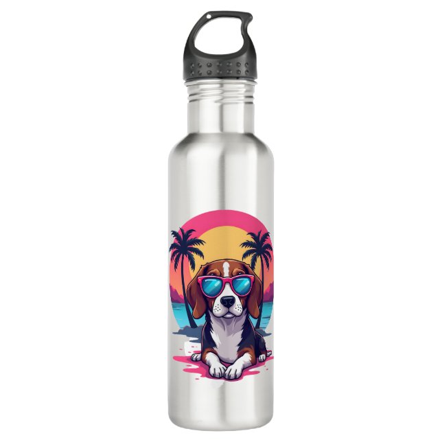 Beagle Sunset Background Shirt, Beagle Mum, Beagle 710 Ml Water Bottle (Front)