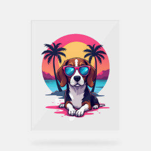 Beagle Sunset Background Shirt, Beagle Mum, Beagle Acrylic Sign