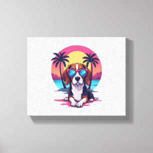 Beagle Sunset Background Shirt, Beagle Mum, Beagle Canvas Print