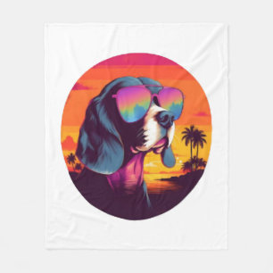 Beagle Sunset Background Shirt, Beagle Mum, Beagle Fleece Blanket