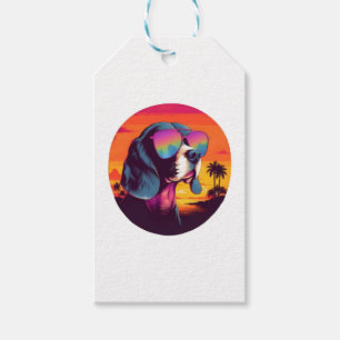 Beagle Sunset Background Shirt, Beagle Mum, Beagle Gift Tags
