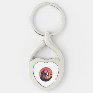 Beagle Sunset Background Shirt, Beagle Mum, Beagle Key Ring
