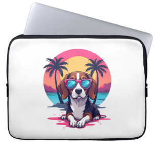 Beagle Sunset Background Shirt, Beagle Mum, Beagle Laptop Sleeve