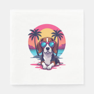 Beagle Sunset Background Shirt, Beagle Mum, Beagle Napkin