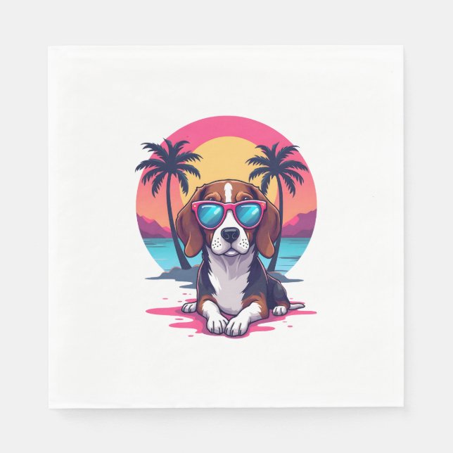 Beagle Sunset Background Shirt, Beagle Mum, Beagle Napkin (Front)