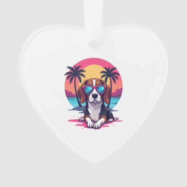 Beagle Sunset Background Shirt, Beagle Mum, Beagle Ornament (Front)