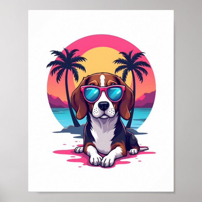 Beagle Sunset Background Shirt, Beagle Mum, Beagle Poster (Front)