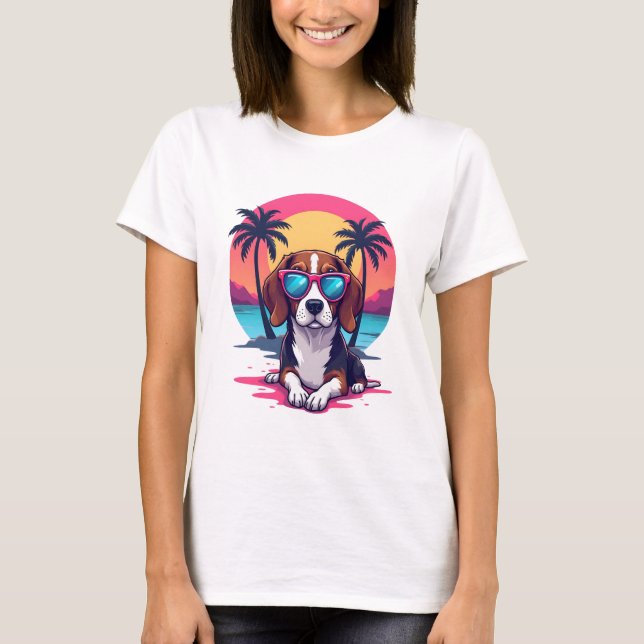 Beagle Sunset Background Shirt, Beagle Mum, Beagle T-Shirt (Front)