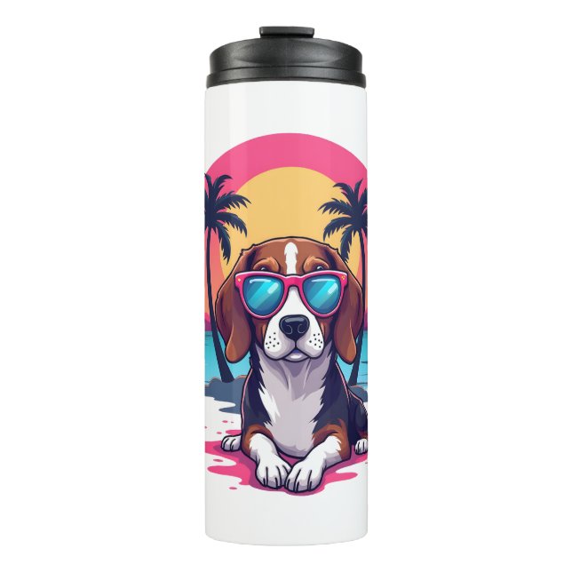 Beagle Sunset Background Shirt, Beagle Mum, Beagle Thermal Tumbler (Front)