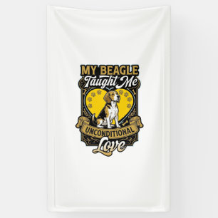 Beagle Taught Me Unconditional Love Dog Heart Paws Banner