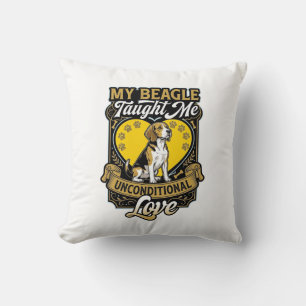 Beagle Taught Me Unconditional Love Dog Heart Paws Cushion