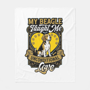 Beagle Taught Me Unconditional Love Dog Heart Paws Fleece Blanket