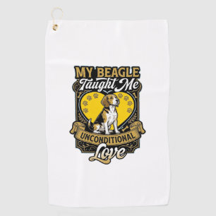 Beagle Taught Me Unconditional Love Dog Heart Paws Golf Towel