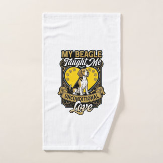 Beagle Taught Me Unconditional Love Dog Heart Paws Hand Towel