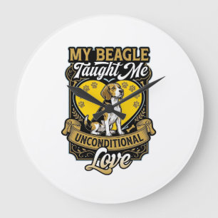 Beagle Taught Me Unconditional Love Dog Heart Paws Large Clock