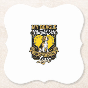 Beagle Taught Me Unconditional Love Dog Heart Paws Paper Coaster