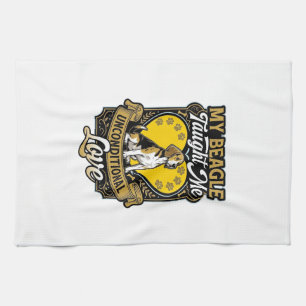 Beagle Taught Me Unconditional Love Dog Heart Paws Tea Towel