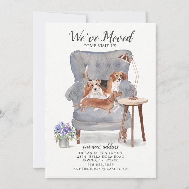 Beagle Terrier & Dachshund | Moving Announcement (Front)