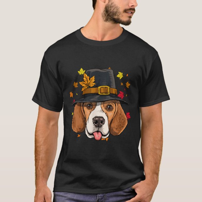 Beagle Thanksgiving Pilgrim Turkey Day Autumn Fall T-Shirt (Front)