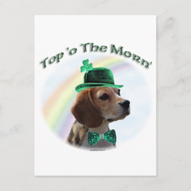 Beagle Top of the Morn'; Beagle St. Patrick's day Postcard (Front)