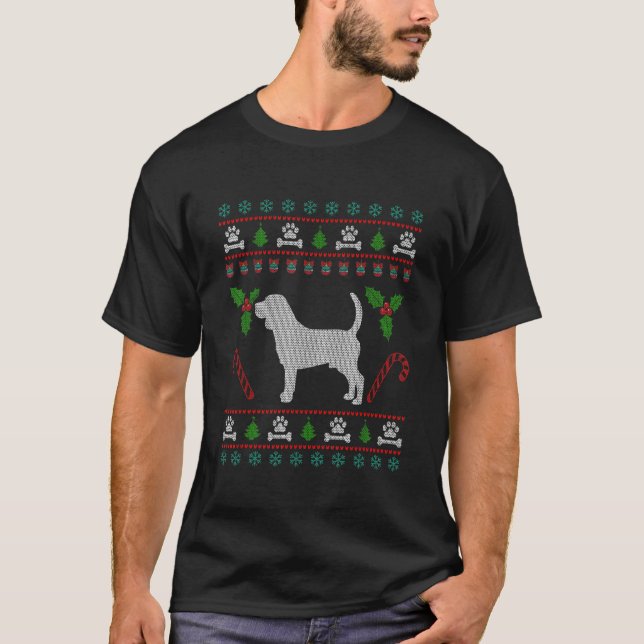 Beagle Ugly Christmas Funny Dog T-Shirt (Front)
