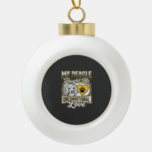 Beagle Unconditional Love Dog Owner Ceramic Ball Christmas Ornament