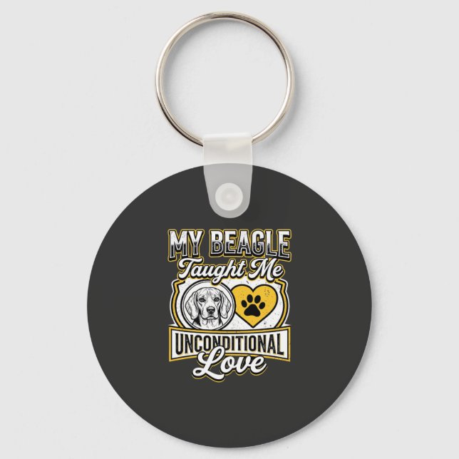 Beagle Unconditional Love Dog Owner Key Ring (Front)