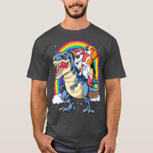Beagle Unicorn Riding Dinosaur T rex Girls Kids Bo T-Shirt