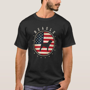 Beagle Usa Flag 4th July Dog Mum Dad T-Shirt