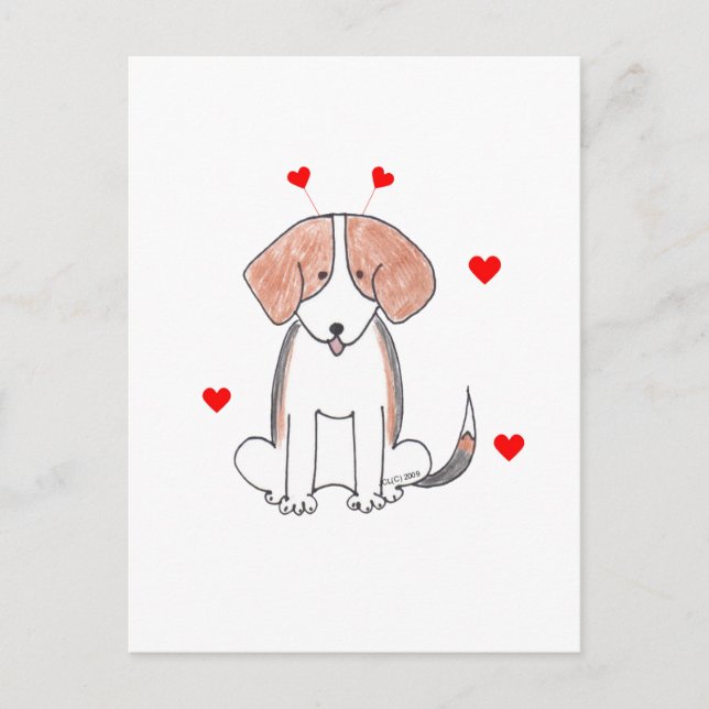 Beagle Valentine Ears Holiday Postcard (Front)