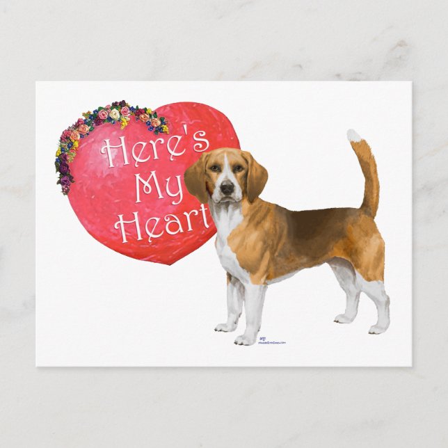Beagle Valentine Holiday Postcard (Front)
