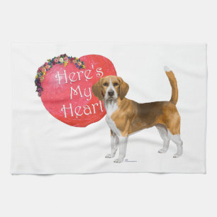 Beagle Valentine Tea Towel